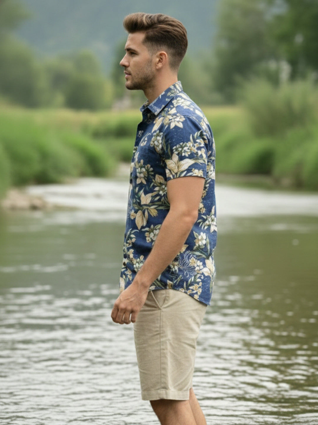 TerraDesi Indigo Riverbank Botanical Cotton Shirt