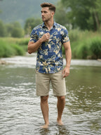 TerraDesi Indigo Riverbank Botanical Cotton Shirt