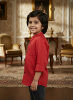 TerraDesi Junior Alabaster Grace Solid Mandarin Shirt