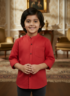 TerraDesi Junior Alabaster Grace Solid Mandarin Shirt
