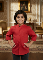 TerraDesi Junior Alabaster Grace Solid Mandarin Shirt