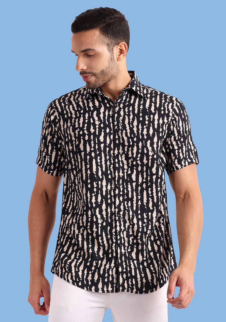 TerraDesi Midnight Abstract Stripe Shirt – Bold Minimal Casual Wear Secondary image