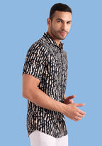 TerraDesi Midnight Abstract Stripe Shirt – Bold Minimal Casual Wear