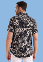 TerraDesi Midnight Abstract Stripe Shirt – Bold Minimal Casual Wear