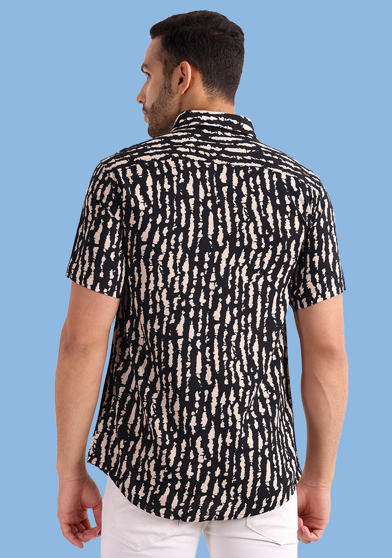TerraDesi Midnight Abstract Stripe Shirt – Bold Minimal Casual Wear