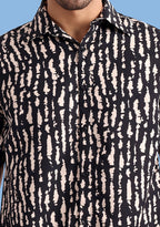 TerraDesi Midnight Abstract Stripe Shirt – Bold Minimal Casual Wear