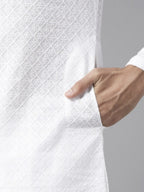 Rajvansh Ivory Embroidered Long Kurta for Men | TerraDesi Festive Edition
