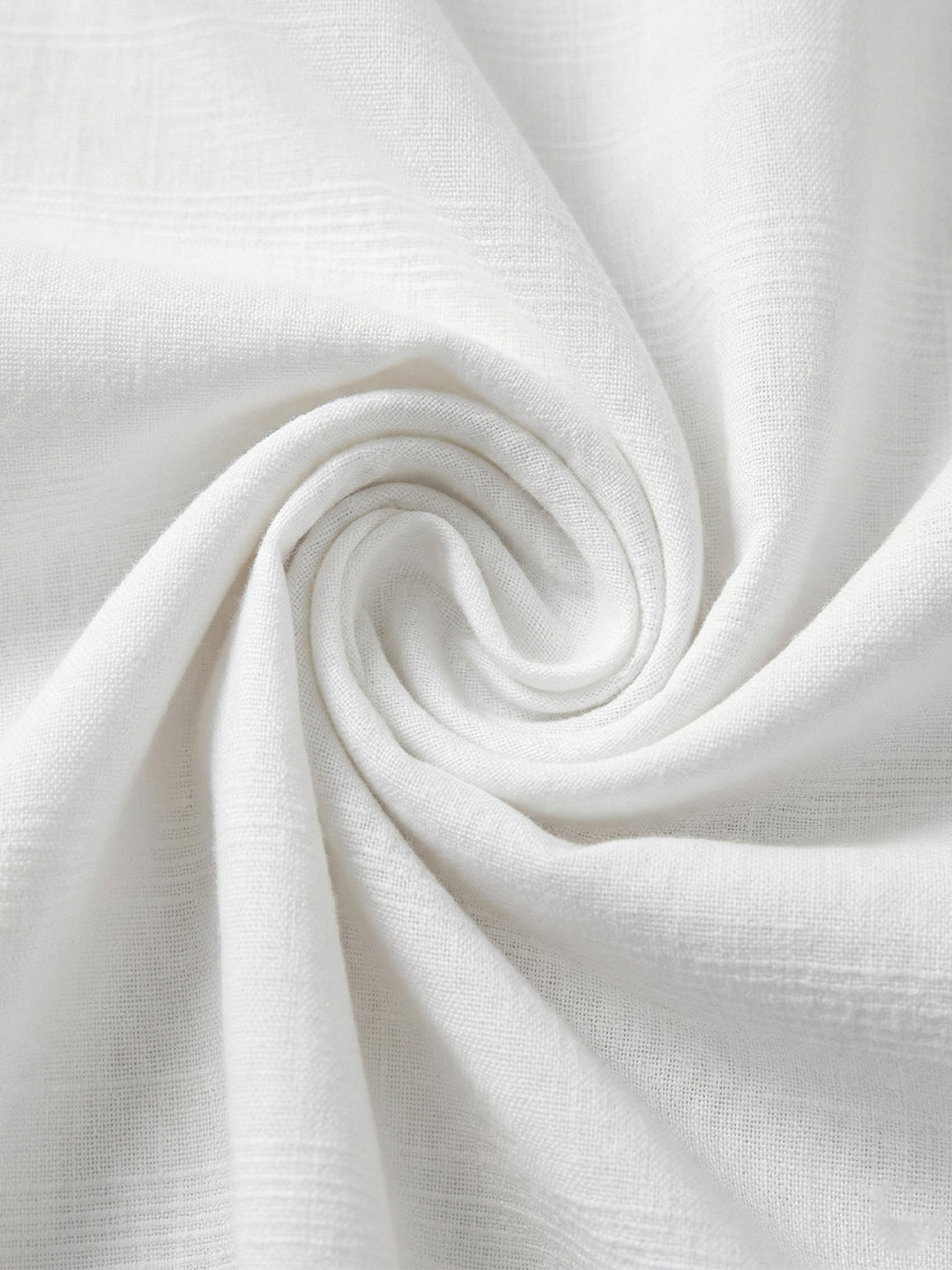 TerraDesi Arctic Weave White Cotton Short Kurta for Men | Mandarin Collar Roll-Up Sleeve Kurta