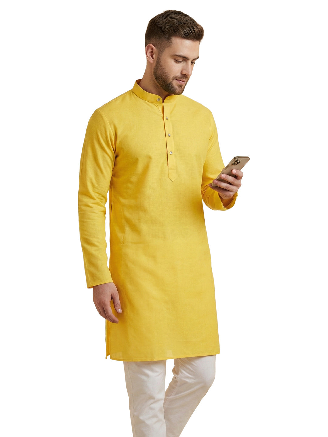 HaldiAura Premium Yellow Cotton Kurta | TerraDesi Festive Essential