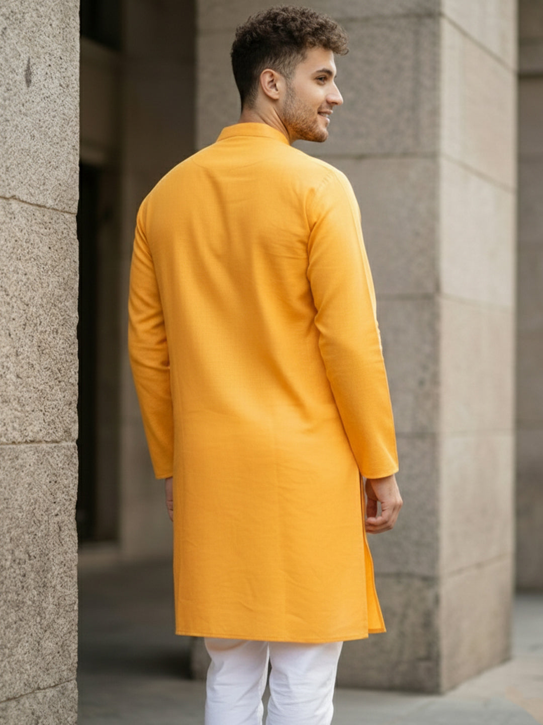 SuryaVastra Classic Yellow Cotton Kurta | TerraDesi Festive Comfort Kurta
