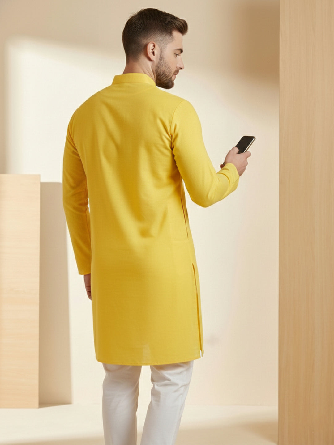 HaldiAura Premium Yellow Cotton Kurta | TerraDesi Festive Essential