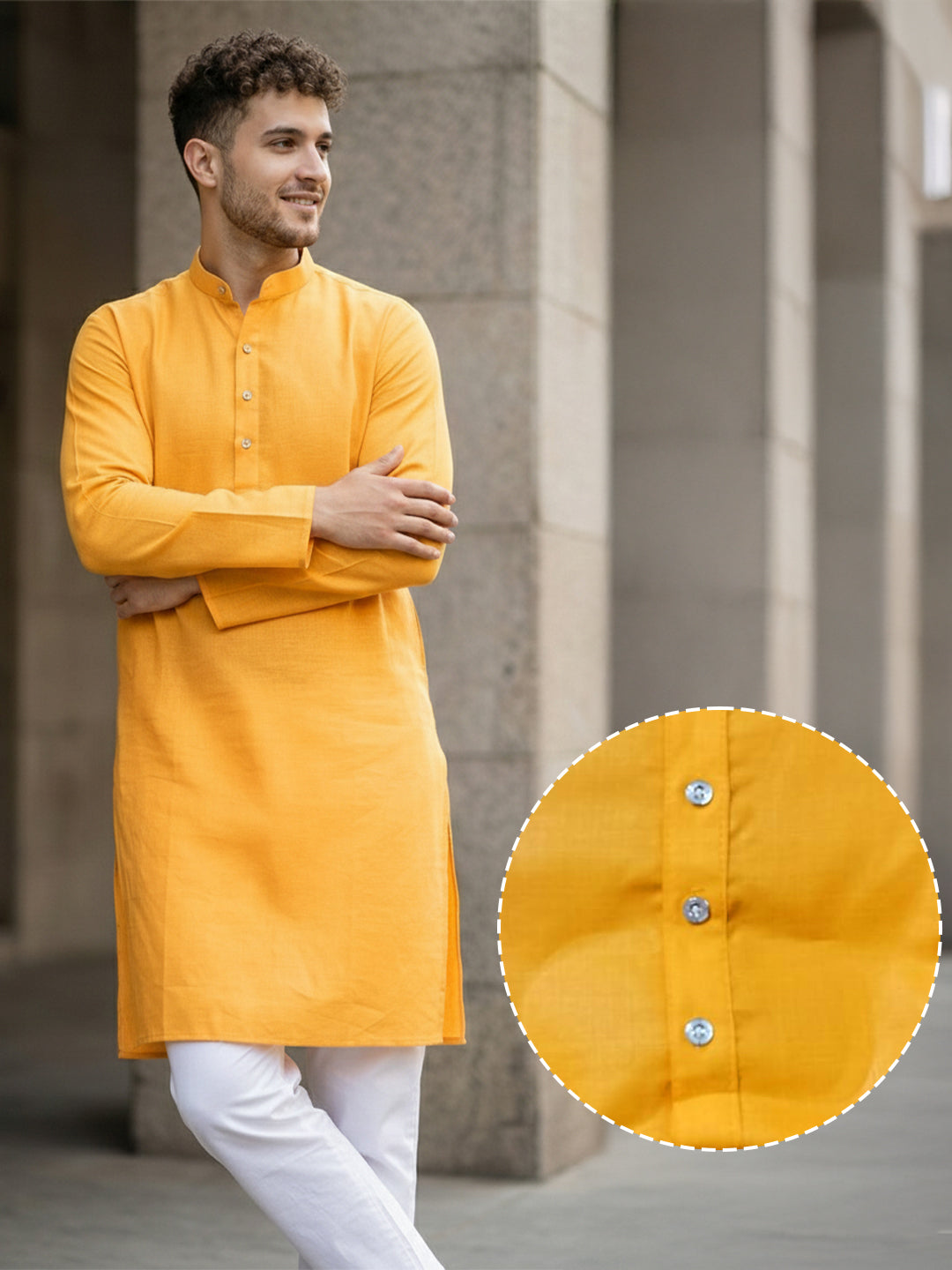 SuryaVastra Classic Yellow Cotton Kurta | TerraDesi Festive Comfort Kurta