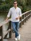 TerraDesi White Textured Cotton Short Kurta for Men | Modern Mandarin Collar Kurta