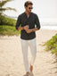 TerraDesi Black Striped Cotton Kurta for Men | Mandarin Collar Casual Kurta