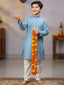 TerraDesi Junior Azure Mosaic Crochet Long Kurta Pajama Set