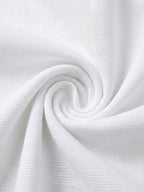 TerraDesi Men’s White Cotton Textured Stripe Short Kurta | Mandarin Collar Roll-Up Sleeve Kurta