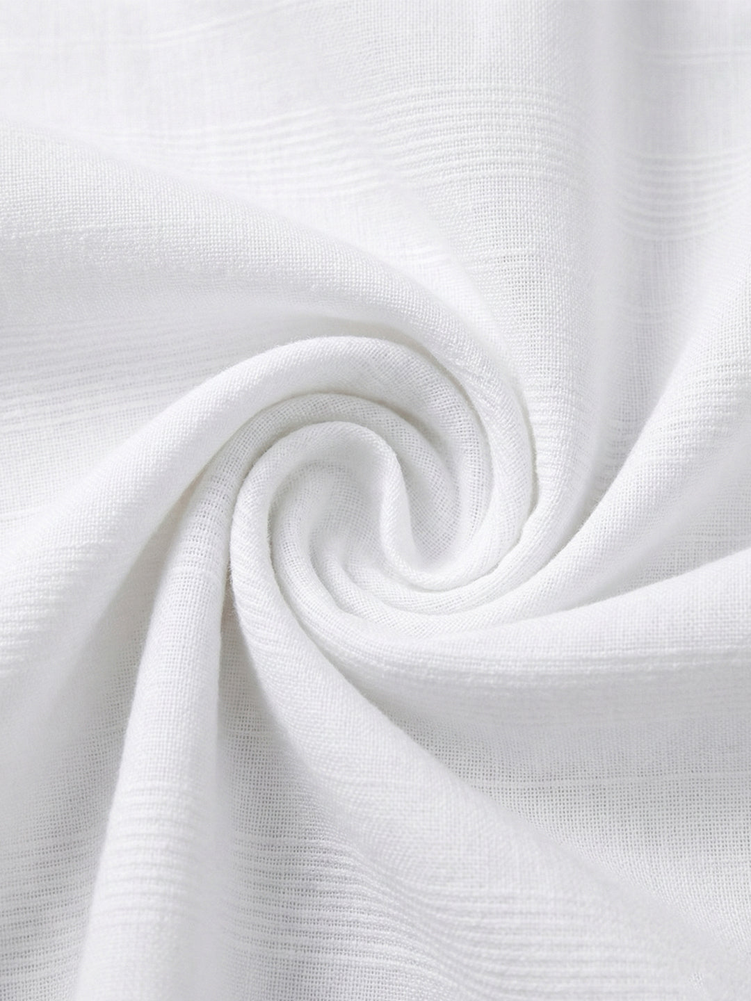 TerraDesi Men’s White Cotton Textured Stripe Short Kurta | Mandarin Collar Roll-Up Sleeve Kurta
