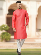 RudraRaj Jacquard Festive Kurta for Men | TerraDesi Royal Maroon Long Kurta