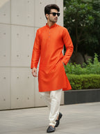 RudraRaj Jacquard Festive Kurta for Men | TerraDesi Royal Maroon Long Kurta