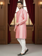 RudraRaj Jacquard Festive Kurta for Men | TerraDesi Royal Maroon Long Kurta
