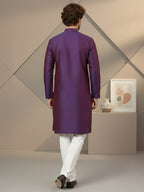 RudraRaj Jacquard Festive Kurta for Men | TerraDesi Royal Maroon Long Kurta