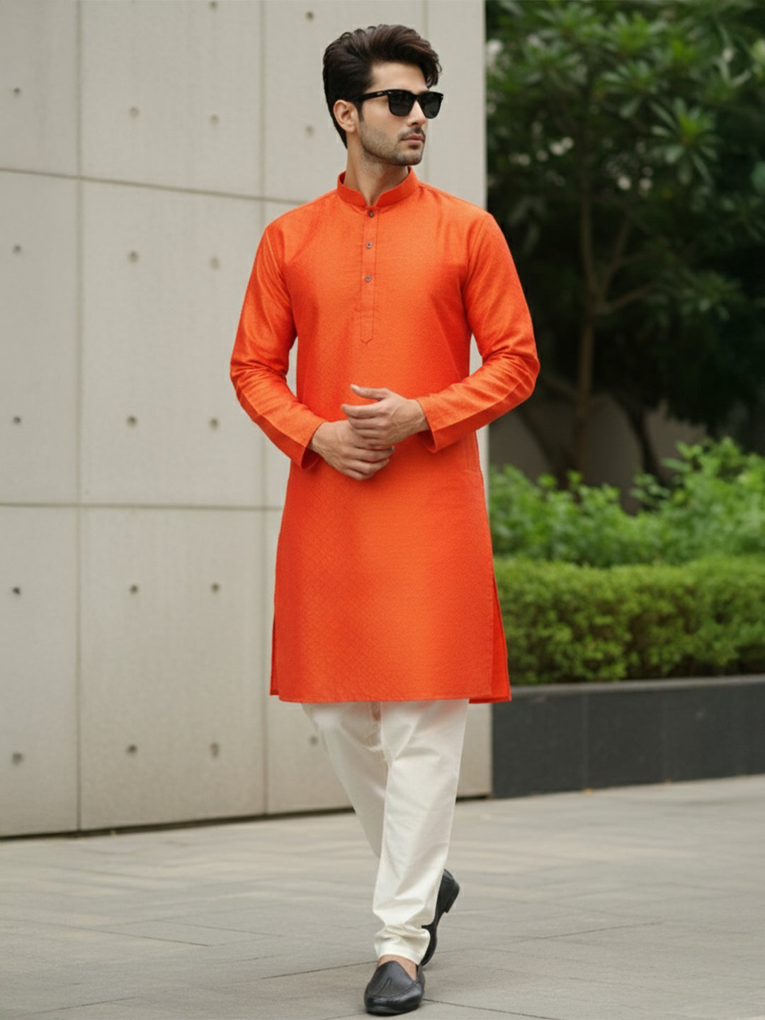 RudraRaj Jacquard Festive Kurta for Men | TerraDesi Royal Maroon Long Kurta