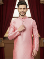 RudraRaj Jacquard Festive Kurta for Men | TerraDesi Royal Maroon Long Kurta