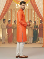 RudraRaj Jacquard Festive Kurta for Men | TerraDesi Royal Maroon Long Kurta