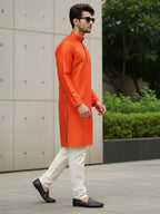 RudraRaj Jacquard Festive Kurta for Men | TerraDesi Royal Maroon Long Kurta