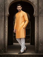RudraRaj Jacquard Festive Kurta for Men | TerraDesi Royal Maroon Long Kurta