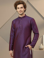 RudraRaj Jacquard Festive Kurta for Men | TerraDesi Royal Maroon Long Kurta