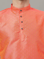RudraRaj Jacquard Festive Kurta for Men | TerraDesi Royal Maroon Long Kurta