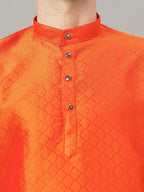 RudraRaj Jacquard Festive Kurta for Men | TerraDesi Royal Maroon Long Kurta