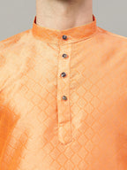 RudraRaj Jacquard Festive Kurta for Men | TerraDesi Royal Maroon Long Kurta