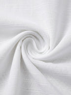 TerraDesi Arctic Linen Weave Cotton Short Kurta for Men | Minimal White Mandarin Collar Kurta