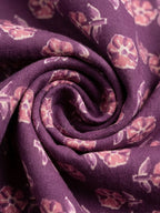 TerraDesi Plum Purple Printed Cotton Kurta for Men | Mandarin Collar Casual Ethnic Kurta