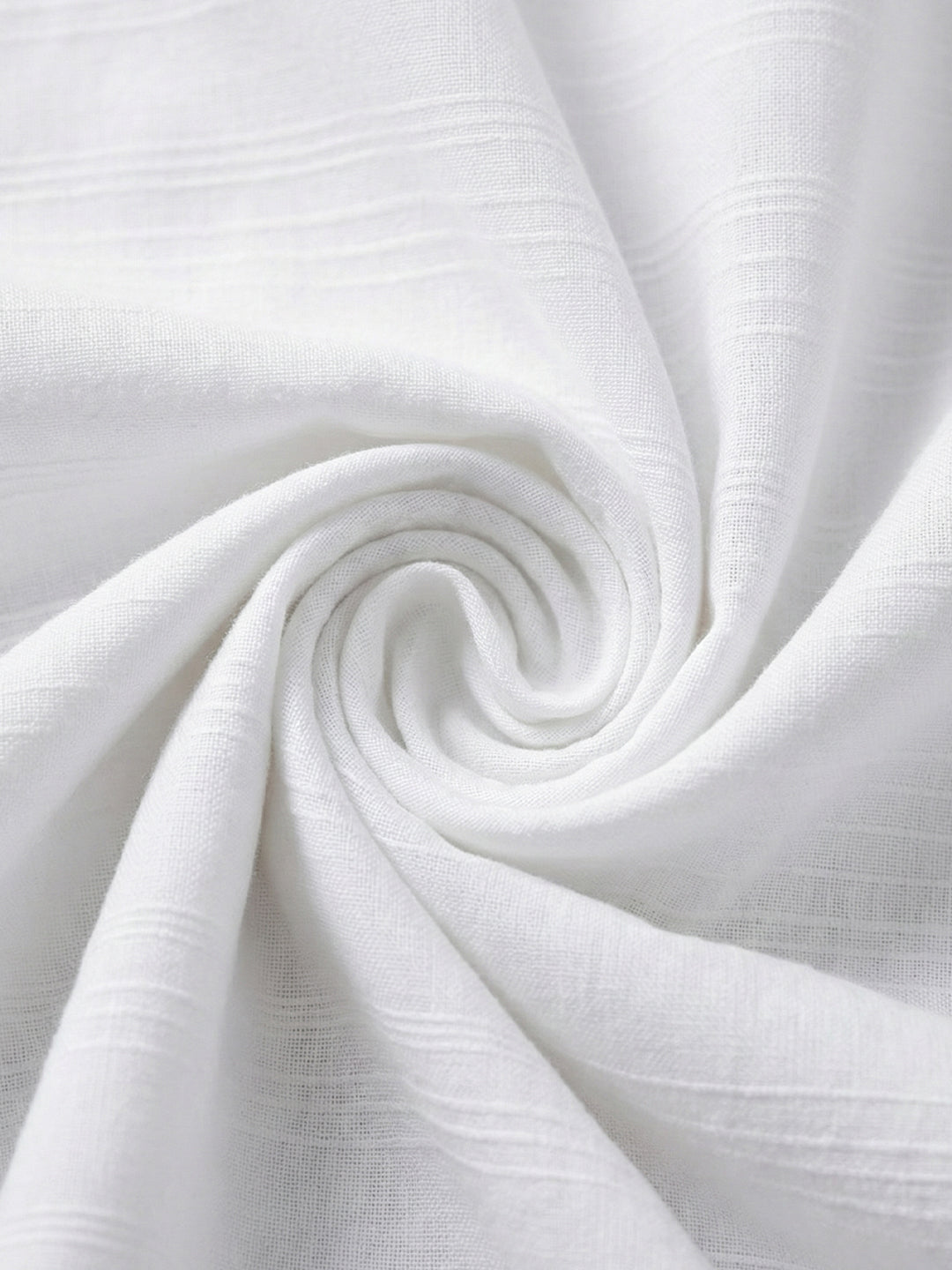 TerraDesi White Textured Cotton Short Kurta for Men | Classic Mandarin Collar Kurta