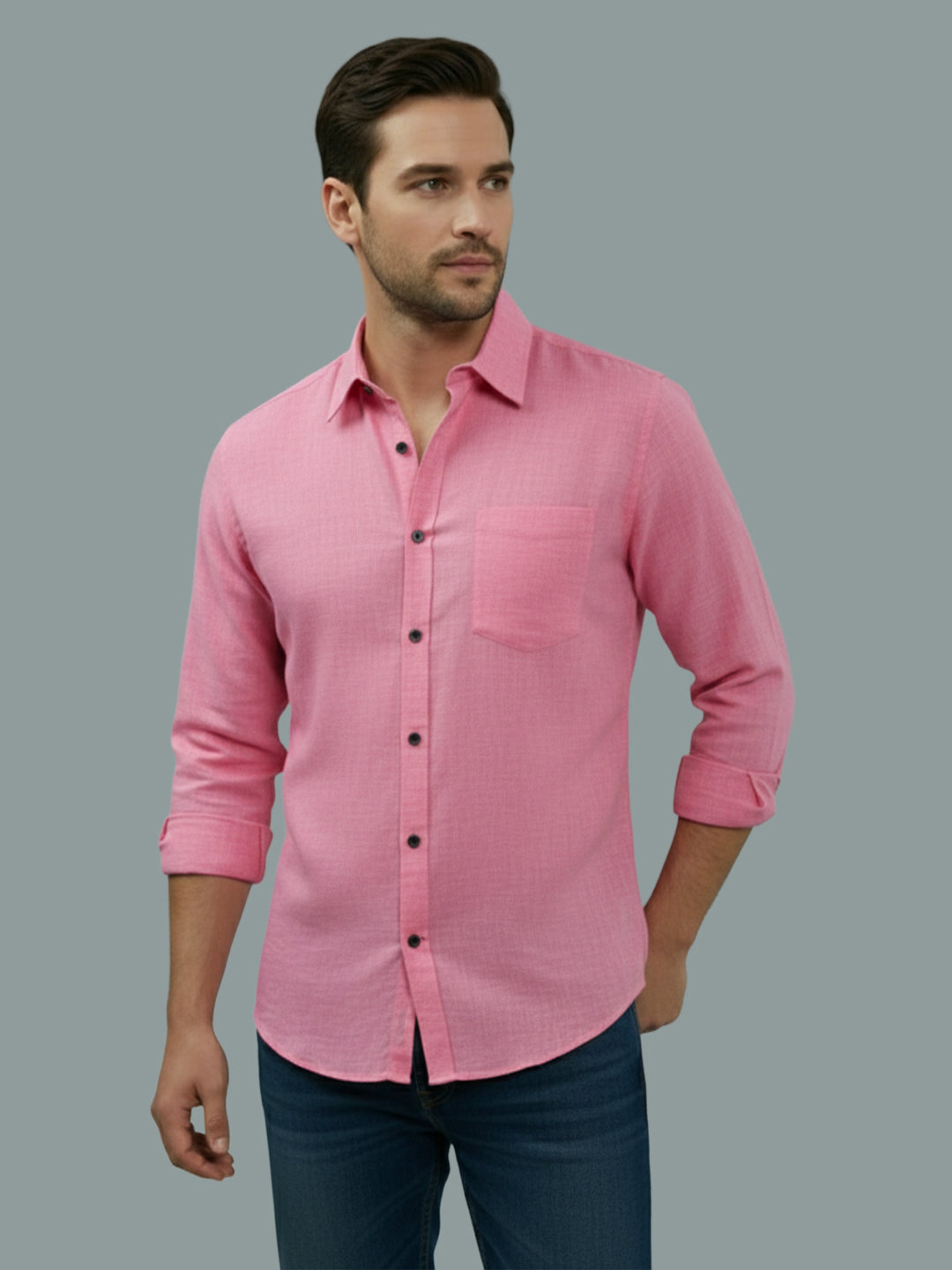 TerraDesi Saffron Ember Solid Cotton Formal Shirt