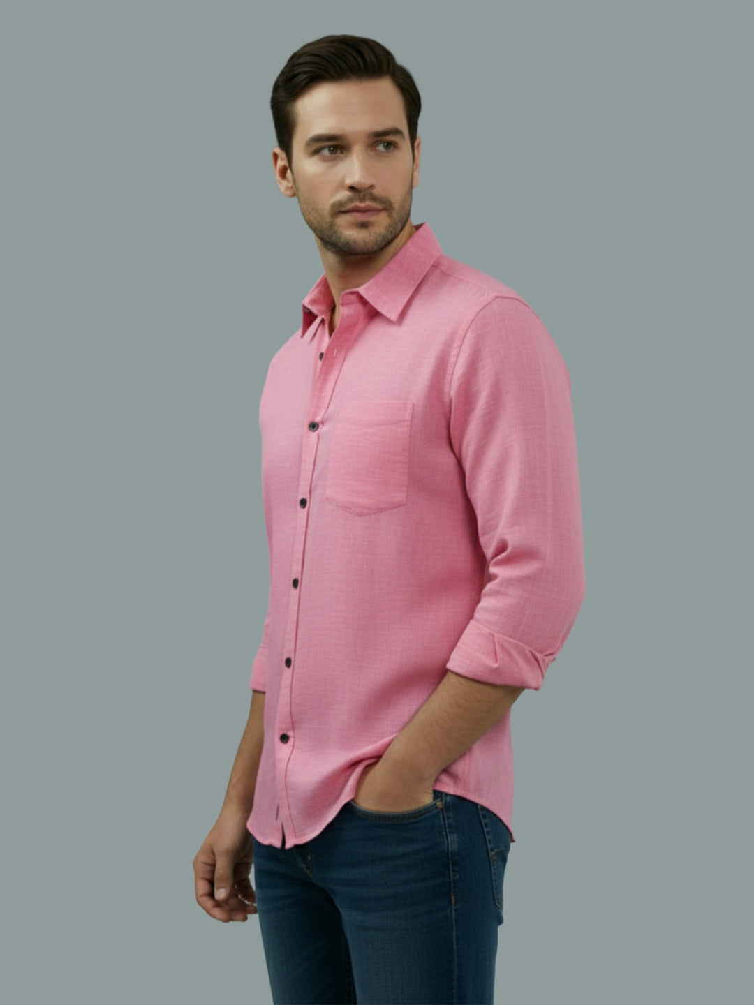 TerraDesi Saffron Ember Solid Cotton Formal Shirt