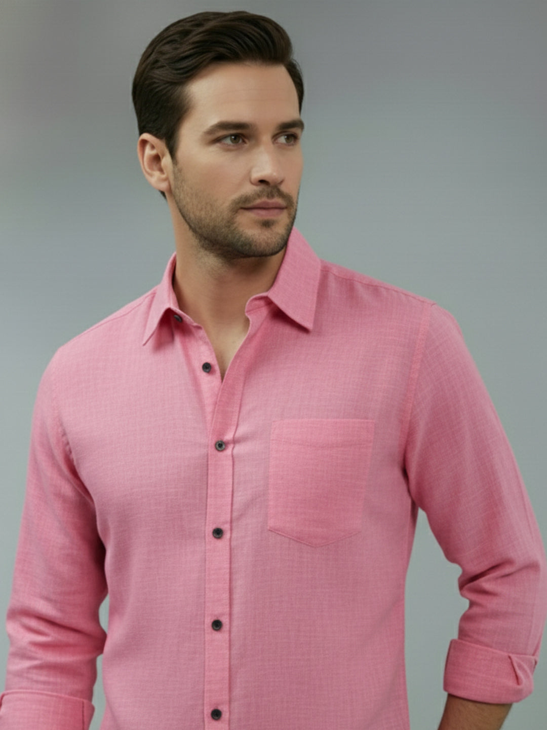 TerraDesi Saffron Ember Solid Cotton Formal Shirt
