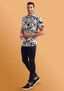 TerraDesi Abstract Leaf Print Shirt – Elegant Neutral Casual Wear