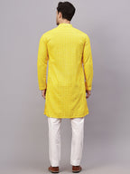 TerraDesi Royal Pista Bloom Chikankari Sequined Kurta Pajama Set