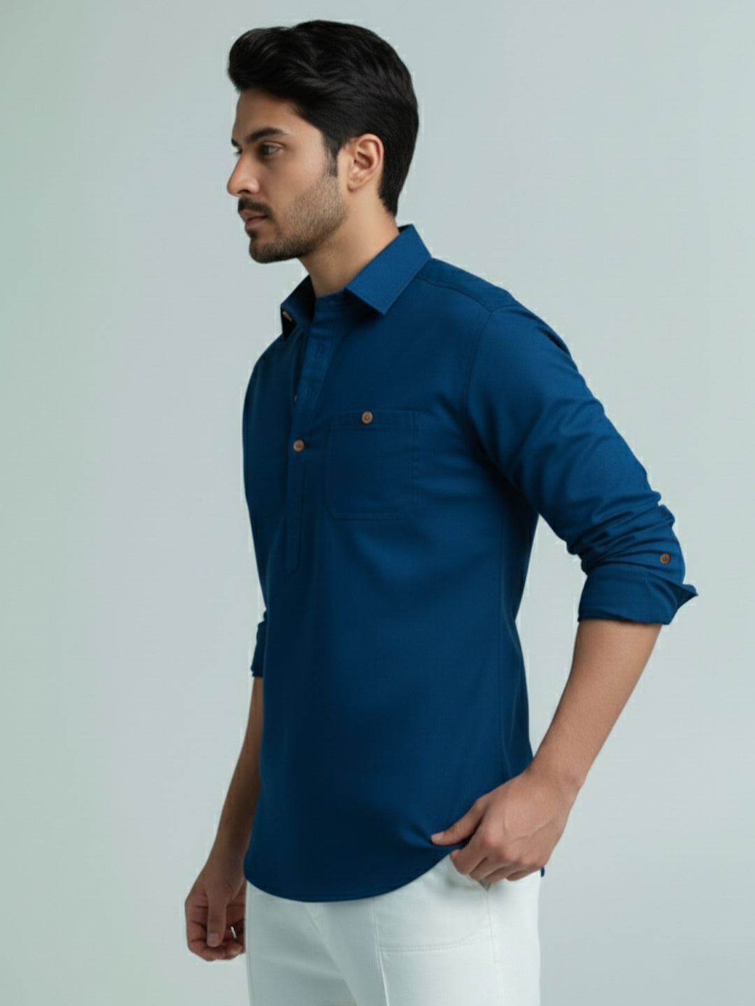 TerraDesi Men's Premium Cotton Short Kurta – Modern Ethnic Essential (SE82)