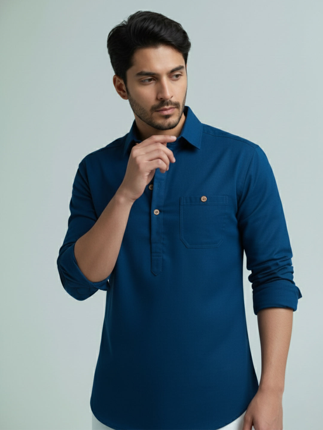 TerraDesi Men's Premium Cotton Short Kurta – Modern Ethnic Essential (SE82)