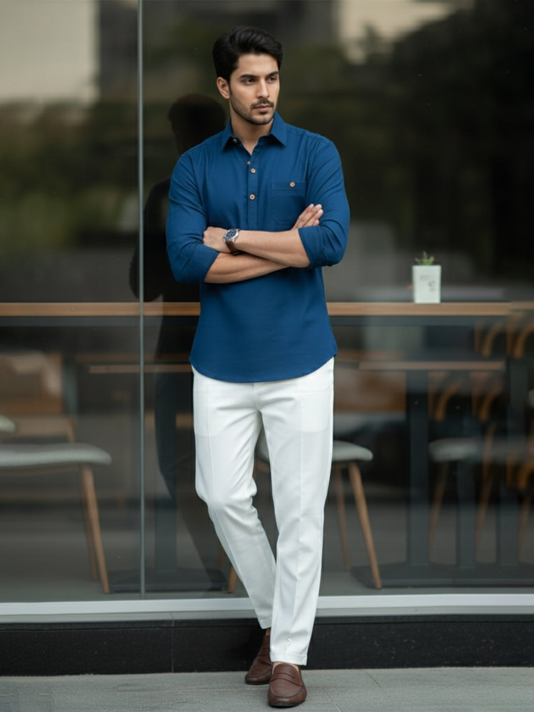 TerraDesi Men's Premium Cotton Short Kurta – Modern Ethnic Essential (SE82)