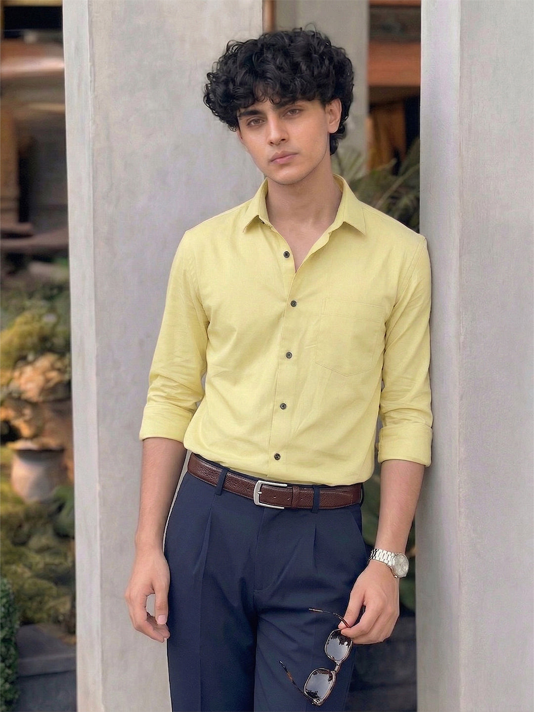 TerraDesi SunAura Yellow Cotton Classic Shirt Secondary image