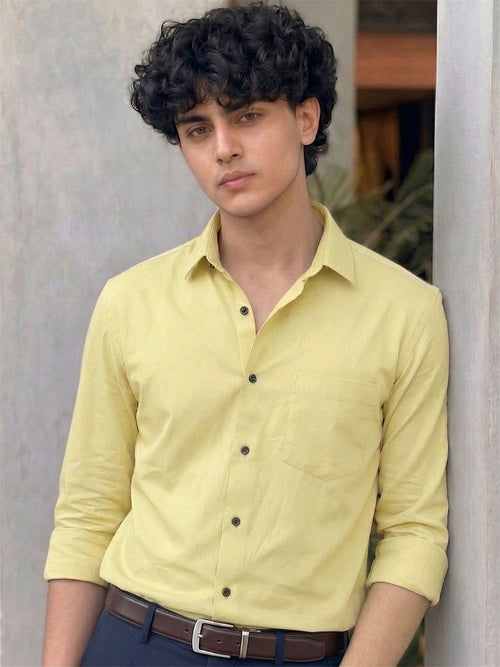 TerraDesi SunAura Yellow Cotton Classic Shirt