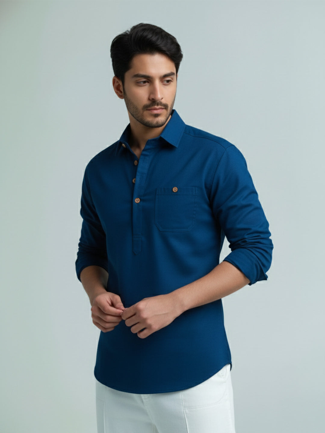 TerraDesi Men's Premium Cotton Short Kurta – Modern Ethnic Essential (SE82)