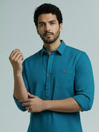 TerraDesi Men's Solid Cotton Short Kurta | Casual Full Sleeve Regular Fit (SE89)