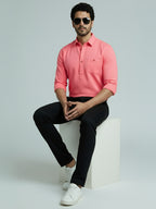 TerraDesi Men's Solid Cotton Short Kurta | Casual Full Sleeve Regular Fit (SE89)